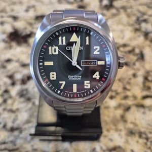 Citizen Garrison Titanium Eco Drive Watch 43mm Black Dial